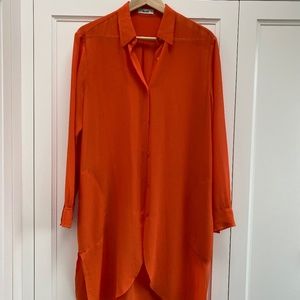 Acne Studios Orange Long Sleeve Sheer Tunic